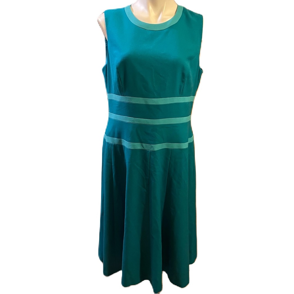 Anne Klein turquoise fitted sleeveless dress 14